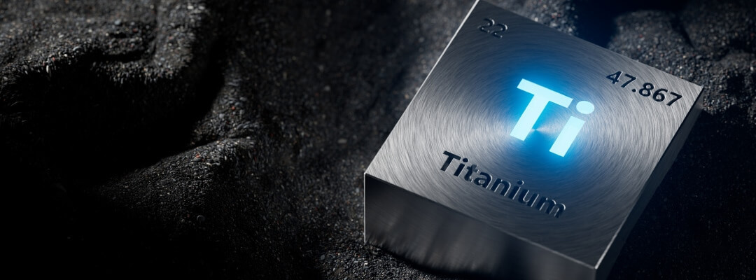Titanium element block on a dark surface